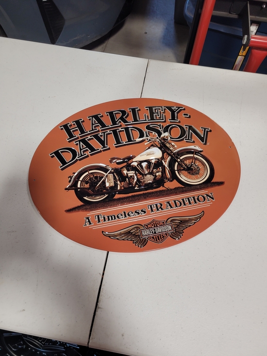Harley-Davidson Other - Harley-Davidson Orange and Black Round Motorcycle Wall Sign